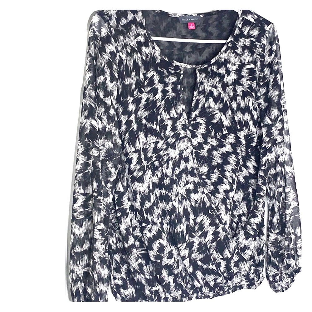 Cute Black and White sheer Blouse